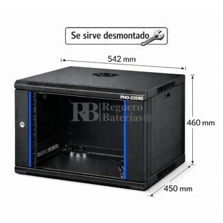 Armario Rack 9U 542x450 mm desmontado | Mural Phasak ECO PHO 2209-D